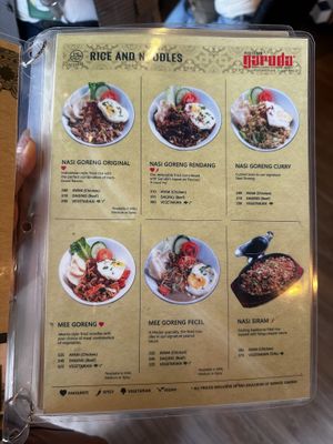 Clearly marked menu in English  at Garuda in Makati