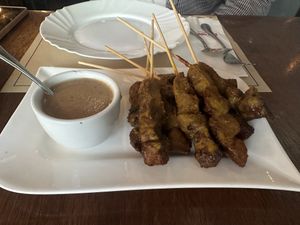 Vegan satay   at Garuda in Makati
