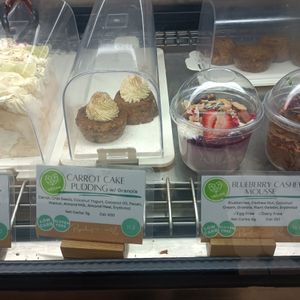 Vegan options in dessert fridge at Regretless in Melbourne
