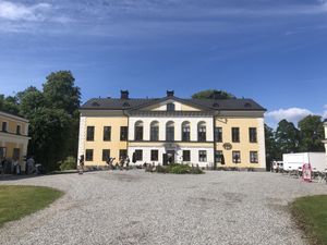 Castle seen from outside   at Taxinge Slottscafe in Nykvarn