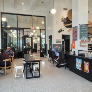 Seating at Three Ships Coffee Roasters in Norfolk