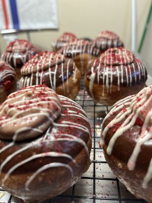 Raspberry chocolate donut  at Herbie Fully Vegan - Pre-Order in Invercargill