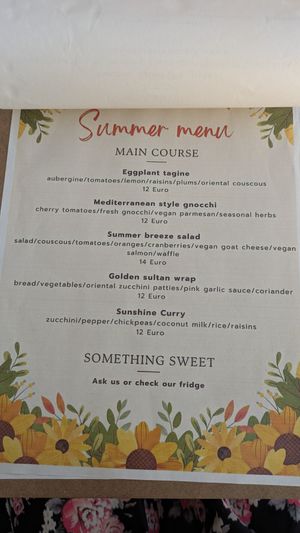 Menu at Estamos Sembrados in La Herradura