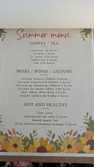 Menu at Estamos Sembrados in La Herradura