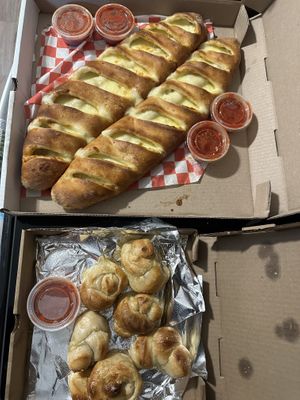 Vegan Stromboli and vegan garlic knots (garlic knots must be requested to be made vegan)  at Genova Pizza in Audubon
