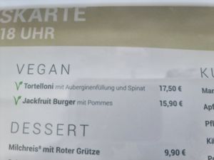 Two vegan options at Restaurant Arche Noah in Sankt Peter-ording