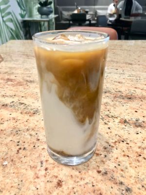Almond iced latte at Hessa Street Kitchen in Dubai