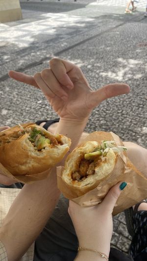 Pork banh mi (left) and chick’n banh mi (right)  at Banh Mi Tasty in Prague