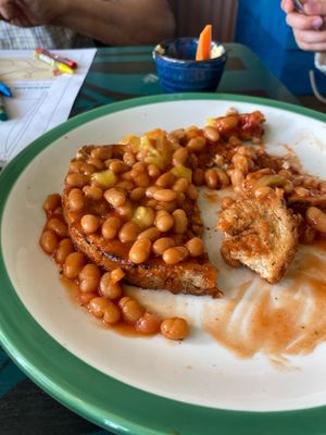 Children's vegan beans on toast with vegan cheesee  at Lounges - Perico Lounge in Ramsgate