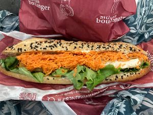 Delicious tofu sandwich, obsessed with it! at La Mauvaise Herbe in Paris