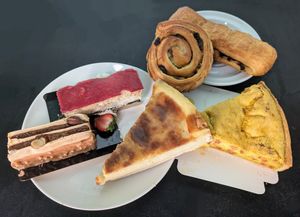 Pick of the bunch are the vanilla tart and the strawberry cream thing, but all of it was delicious at La Mauvaise Herbe in Paris