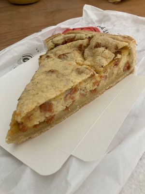 Vegan quiche Lorraine, amazing at La Mauvaise Herbe in Paris