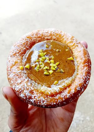 Feuilleté pistache at La Mauvaise Herbe in Paris