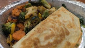Steamed vegetables and spinach quesadilla at Cinco de Mayo in Palm Coast