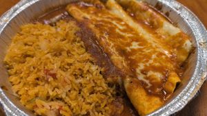 Bean burrito, vegan cheese quesadilla, and rice at Cinco de Mayo in Palm Coast