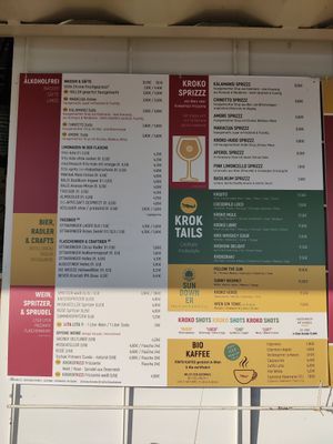 Drinks menu at Krokodü am CopaBeach in Vienna