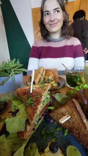 Club Sandwich and molten cheese. All vegan. at HappenPappen in Hamburg