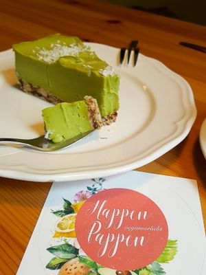 All the cakes are amazing. I really love this rawvegan avocado lime cocos cake  at HappenPappen in Hamburg