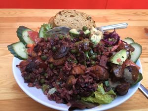 The HappenPappen salad. I are some of it before I thought to take the photo, but it shows the lovely variety of vegetables in it! at HappenPappen in Hamburg