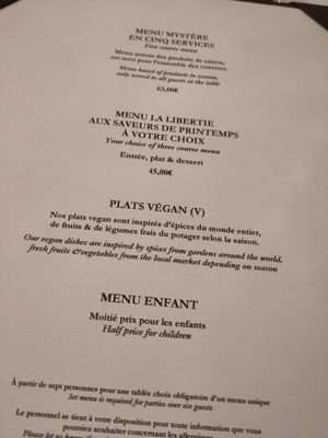 Description of vegan options availability at La Libertie in Campsegret