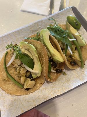 Coconut “meat” tacos (vegan)  at MEX - Vuela Carmela - T2 in Mexico City