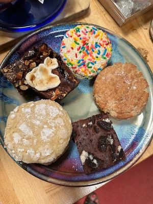 There were 3 types of cookie sandwich with frosting filling and 3 types of brownies (rocky road and oreo and a mixture of party food toppings) at Sweet Haven Bakery in Citrus Heights