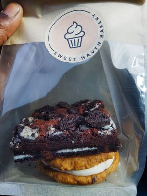 Oreo brownie and pumpkin cream cookie at Sweet Haven Bakery in Citrus Heights