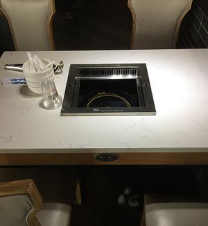 Hot Pot goes in the middle of your table. Cook to your own perfection. at Hot Pot City in Eden Prairie