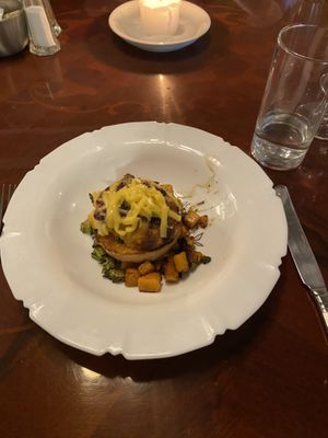 Taster menu butternut squash and potato  at The Priory Hotel in Louth