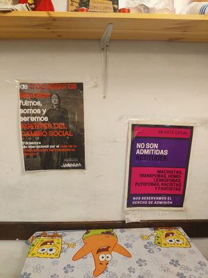 Posters on the wall at La Mandragora in Valencia