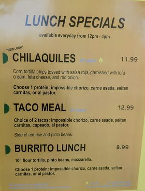 Lunch specials at Taqueria Vegana  in Toronto