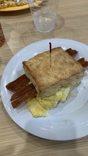 vegan bacon egg and cheese  at The Wafflery in Charlotte