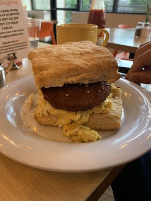 Vegan biscuit egg and cheesee  at The Wafflery in Charlotte