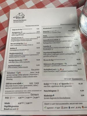 Menu   at Van Beeren in Amsterdam