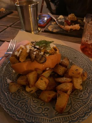 Salty Maritozzo with onions and mushrooms   at Magnebevo e sto a Ostiense in Rome