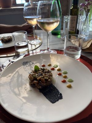 Eggplant Caponata  at Dulcisinfundo in San Gimignano