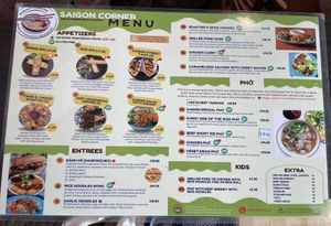 Menu — see red dots for items that can be made vegan/vegetarian. You have to just ask the cashier.  at Saigon Corner in Scranton