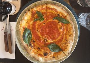 margherita pizza with no cheesee  at Alfredo in Albufeira