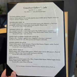 Full menu at Coquelicot Gallery and Cafe in Palatine