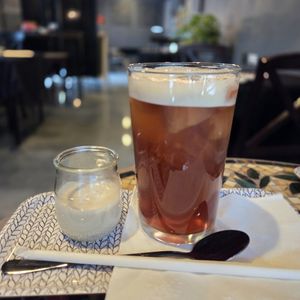 Ice coffee at Coquelicot Gallery and Cafe in Palatine