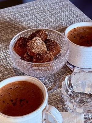 Wintery Bon bons with hot chocolatee  at Coquelicot Gallery and Cafe in Palatine