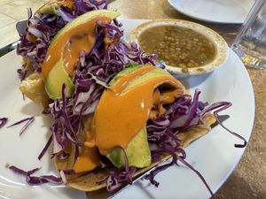 Fishless Tacos with crunchy shells  at El Quinto Sol in Laredo
