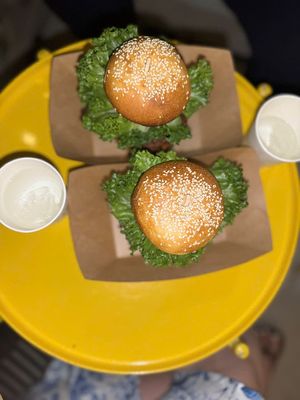 Giant burgers at LoviGo Vegan in Da Nang