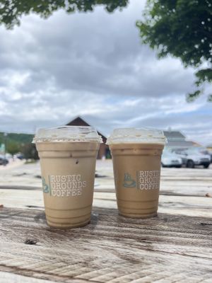 Iced Dirty Hippie & Chai Tea Latte   at Rustic Grounds Coffee  in Munising
