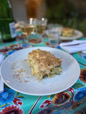 2nd: Baked lasagnette with green beans, potatoes, basil and béchamel with peppers at La Cena di Pitagora in Ponte Nizza