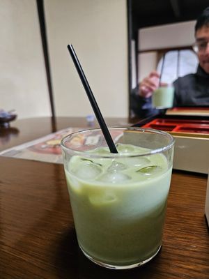 iced matcha latte at Traditional Japanese House NAKAMURA - 古民家なかむら  in Fujikawaguchiko