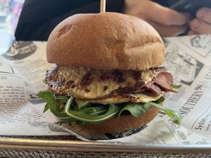 Vegan egg and bacon roll  at Basket Brothers in Sydney
