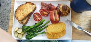 The "big" breakfast. Needs sauce and moisture. at Basket Brothers in Sydney