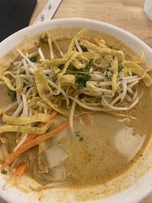 The vegan laksa is delicious   at Twister Sister in Hobart