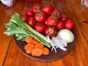 The Core ingredients for our farm-to-table-fresh pommodoro sauce. at HoiAnPizza in Hoi An